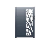 Vente-unique - Portillon battant aluminium semi ajouré à motifs L105 x H172 cm anthracite LABRIT II