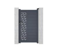 Portillon battant aluminium semi plein à motifs L103 x H180 cm anthracite GREGOR