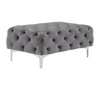 Vente-unique - Pouf Chesterfield en Velours Anthracite Edwina