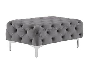 Vente-unique - Pouf Chesterfield en Velours Anthracite Edwina
