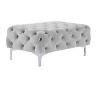 Vente-unique - Pouf Chesterfield en Velours Gris Clair Edwina