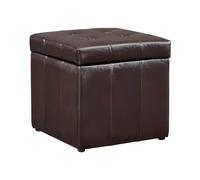 Vente-unique - Pouf Coffre de Rangement Serafino en Simili - Marron