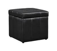 Vente-unique - Pouf Coffre de Rangement Serafino en Simili - Noir