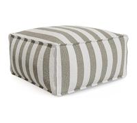 Vente-unique - Pouf de Jardin en Tissu Bouclette - Rayé Blanc et Beige - NOUMARA de MYLIA
