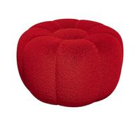 Vente-unique - Pouf Design Fleur en Tissu Bouclette Rouge DELPODA
