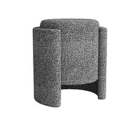 Vente-unique - Pouf en Tissu Bouclette écru et Noir MIALARA