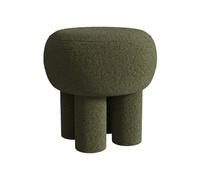 Vente-unique - Pouf en Tissu Bouclette Kaki NOLORA