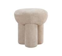Vente-unique - Pouf en Tissu Chenille Beige KUMBODA