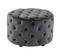 Vente-unique - Pouf FOURCA en Velours - Gris