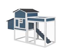 Vente-unique - Poulailler avec enclos et Potager - 4 Poules - L. 168 x P. 64 x H. 109 cm - Bleu et Blanc - CAMPORA