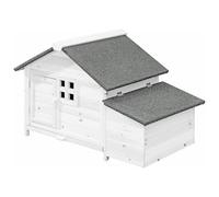 Vente-unique - Poulailler en Bois avec pondoir - 2 Poules - L. 106 x P. 64 x H.71 cm - Blanc - ANSER