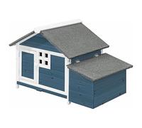 Vente-unique - Poulailler en Bois avec pondoir - 2 Poules - L. 106 x P. 64 x H.71 cm - Bleu et Blanc - ANSER