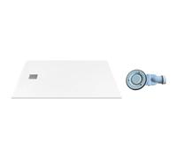 Vente-unique - Receveur de douche extra plat à poser ou à encastrer recoupable en résine SMC avec siphon - Blanc - 120 x 80 cm - MIRNOSA