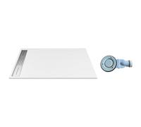 Vente-unique - Receveur de douche extra plat à poser ou à encastrer recoupable en résine SMC avec siphon - Blanc - 120 x 80 cm - LYROSA
