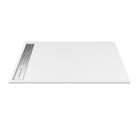 Vente-unique - Receveur de douche extra plat à poser ou à encastrer recoupable en résine SMC - Blanc - 120 x 80 cm - LYROSA