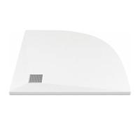 Vente-unique - Receveur de douche extra plat à poser ou à encastrer recoupable en résine SMC en quart de cercle - Blanc - 90 x 90 cm - SYFORSA