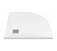 Vente-unique - Receveur de douche extra plat à poser ou à encastrer recoupable en résine SMC en quart de cercle - Blanc - 80 x 80 cm - SYFORSA