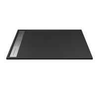 Vente-unique - Receveur de douche extra plat à poser ou à encastrer recoupable en résine SMC - Noir - 120 x 80 cm - LYROSA