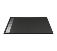 Vente-unique - Receveur de douche extra plat à poser ou à encastrer recoupable en résine SMC - Noir - 160 x 90 cm - LYROSA