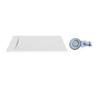Vente-unique - Receveur extra-plat à poser ou à encastrer recoupable en résine SMC avec siphon - Blanc mat - 140 x 90 cm - TARPOSA
