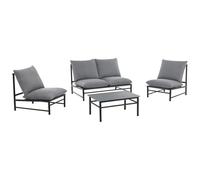 Vente-unique - Salon de Jardin en Aluminium : Un canapé 2 Places, 2 fauteuils et Une Table Basse - Anthracite - LISMO de MYLIA