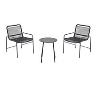 Vente-unique - Salon de Jardin en métal et résine tressée - 2 fauteuils Bas et Une Table Basse - Noir - KANAO de MYLIA