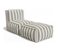 Vente-unique - Salon de Jardin en Tissu Bouclette 2 Places : 1 Fauteuil et Un Pouf - Rayé Blanc et Beige - NOUMARA de MYLIA