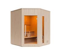 Sauna finlandais d'angle avec poêle 4,5KW - 3/4 places - L150 x P150 x H200 cm - KOTKA