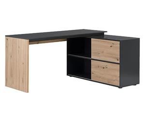 Vente-unique Secrétaire à 3 Portes - MDF - Naturel & Noir - COLIOBA