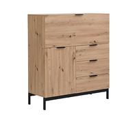 Vente-unique - Secrétaire avec 2 Porte et 3 tiroirs - MDF et métal - Coloris : Naturel - Erwin - avec Rangement