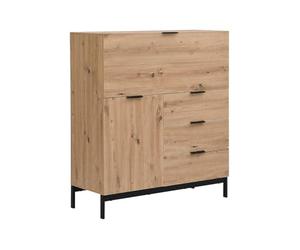 Vente-unique - Secrétaire avec 2 Portes et 3 tiroirs - MDF et métal - Coloris : Naturel - Erwin - avec Rangement