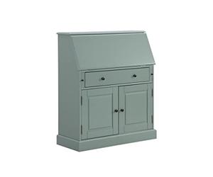 Vente-unique - Secrétaire en pin et MDF - Coloris : Vert Amande - CLEORE - avec Rangement