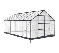 Vente-unique - Serre de Jardin en Polycarbonate de 16,9 m² avec embase - Anthracite - IXORA