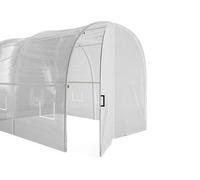 Vente-unique - Serre Tunnel avec Structure en Acier galvanisé et Porte 18 m² - L300 x l600 x H200 cm - Blanc - ALOCASIA