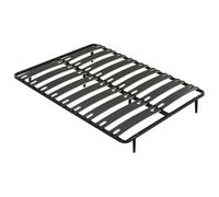 Vente-unique - Sommier Cadre à Lattes 140 x 190 cm - 2 x 9 Lattes - Antidérapant - avec Pied - Noir - MONTIANO de YSMÉE