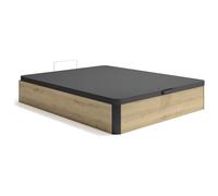 Vente-unique - Sommier Coffre 160 x 200 cm - Naturel Clair et Noir - NAMOSI de YSMÉE