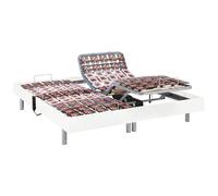 Vente-unique - Sommier électrique de Relaxation déco 2x65 plots - 2 x 80 x 200 cm - Blanc - NAFURI de YSMÉE