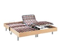 Vente-unique - Sommier électrique de Relaxation déco 2x65 plots - 2 x 80 x 200 cm - Chêne Naturel - NAFURI de YSMÉE