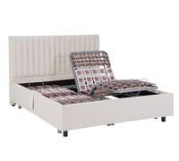 Sommier électrique de relaxation déco 2x78 plots - 2 x 90 x 200 cm - Tissu - Beige - NALU de DREAMEA