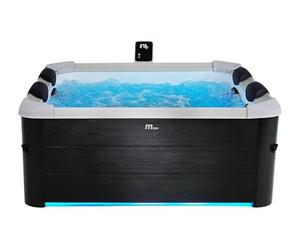 Vente-unique Spa Semi-Rigide 6 Places Gris Anthracite avec LED et Accessoires -128 Jets - L160 x l160 x H65 cm - NAPUKA de MSPA
