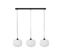 Vente-unique - Suspension en métal et verre 3 abat-jours - L. 99 x H. 128 cm - Noir et blanc - GLENORA