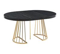 Table à manger extensible 2 à 12 personnes en MDF et acier - Noir et doré - FIRELA