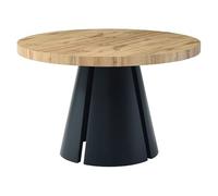 Table à manger extensible 4 à 12 personnes en MDF et métal noir - Naturel clair - JARELIA