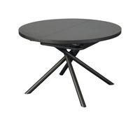 Table à manger extensible 4 à 6 personnes en céramique, MDF et métal - Effet marbre marron et gris - FEROLA