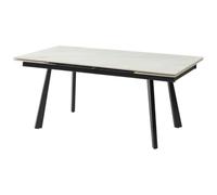 Vente-unique-Table à Manger Extensible 6 à 10 Personnes en céramique et métal - Effet marbre Blanc et Noir - MARVENA