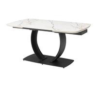 Table à manger extensible 6 à 10 personnes en céramique et métal noir - Effet marbre blanc - OLIFIA de Maison Céphy