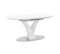 Table à manger extensible - 6 à 8 couverts - MDF et métal inoxydable - Blanc laqué - TALARA