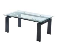 Vente-unique - Table à Manger Extensible 8 à 10 Personnes en Verre trempé et métal Noir - Transparent - LUBANA