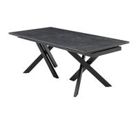 Table à manger extensible 8 à 12 personnes en verre trempé et céramique - Effet marbre noir - MARISO