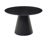 Vente-unique - Table à Manger Ronde 4 Personnes placage frêne - Noir - ANTALIZA